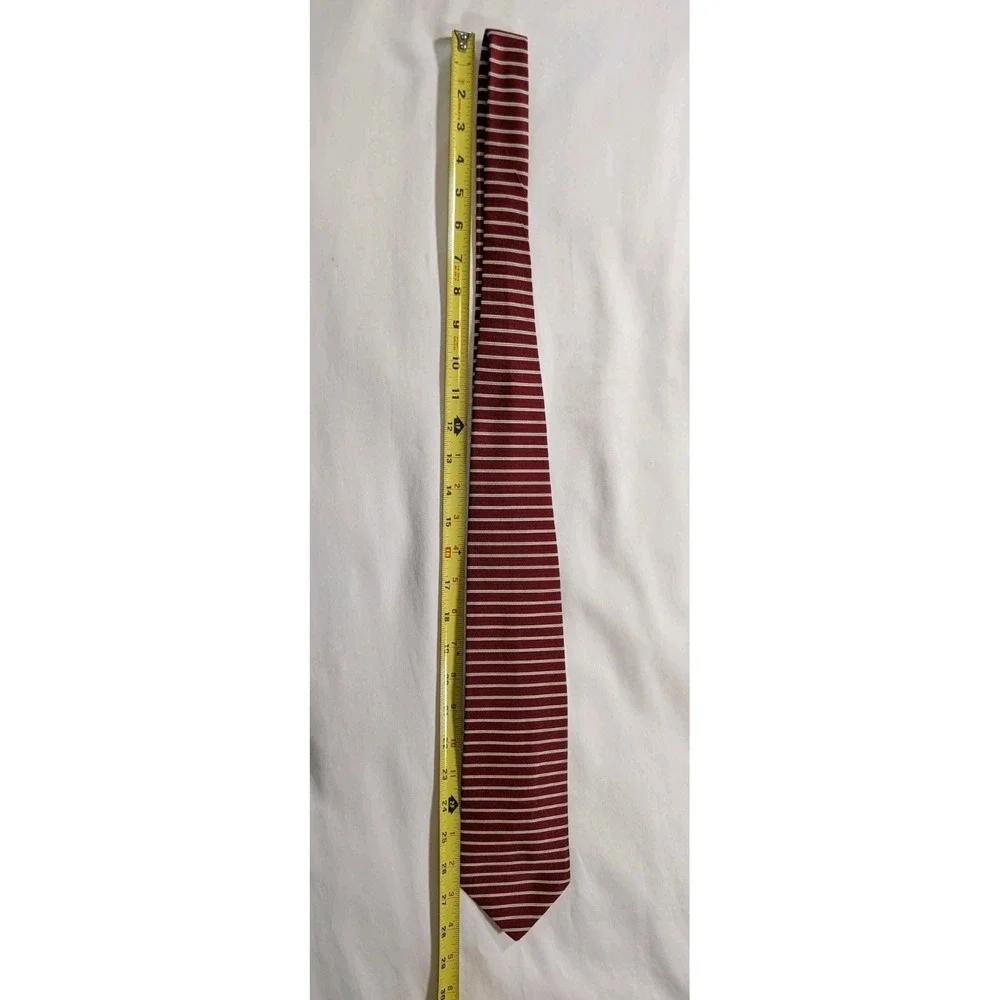 Brooks Brothers Makers Vintage Silk Necktie Burgundy Off White Fine Stripe USA